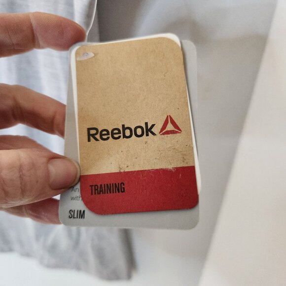 Reebok Everyday Marled Silver Sconce Heather Soft Slim Fit Training T-Shirt S - Picture 4 of 6